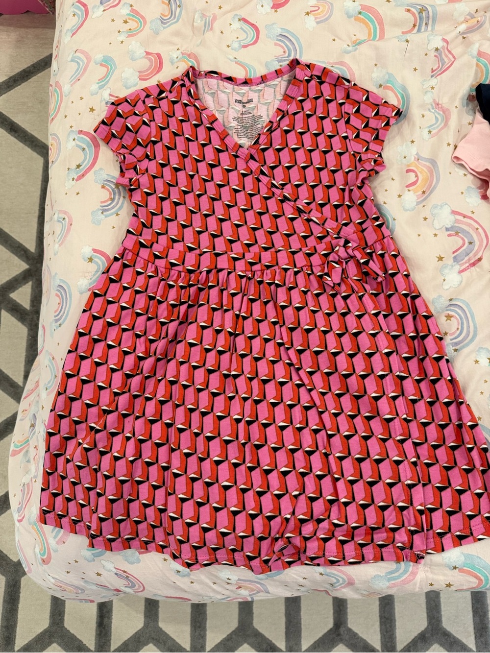 Diane von Furstenberg x Target Girls Pink Geometric Faux Wrap-Style Dress